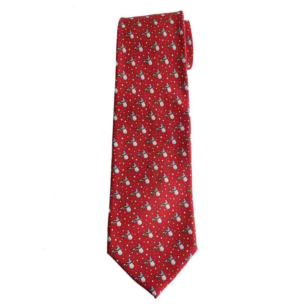 Vineyard Vines Silk Tie Red Snowman Pattern Men's